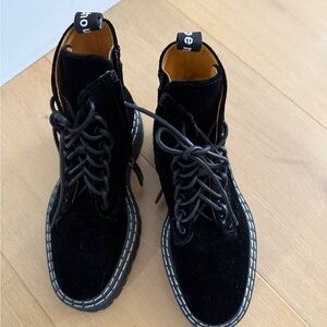 Proenza Schuler velvet combat boots Black Lace-Up Boots